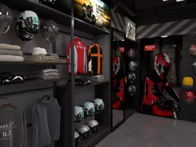 motorcycle supplies shop Low-poly 3D model