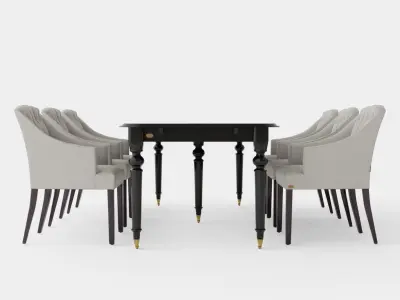 Modus black with Delano chair sand Dining Set Low-poly 3D model
