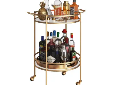 Mini Bar Beverage Table 3D model