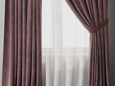 Low Width Curtains Classic 02 Low-poly 3D model