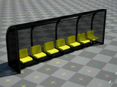 Stadium seating sub bench Low-poly 3D model