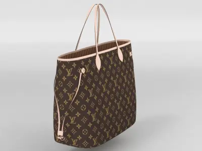 Louis Vuitton Neverfull GM Monogram Beige Low-poly 3D model