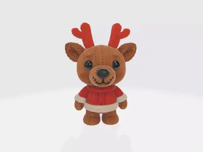Cute Christmas Reindeer Plush Toy Style Holiday Decoration 3D print model