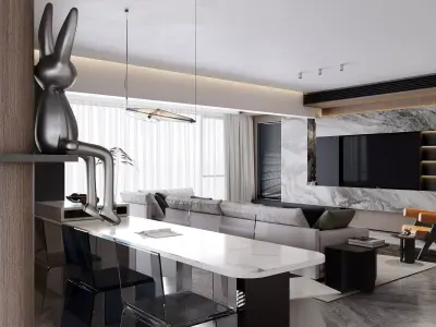 Modern living room dining room interior scenes 329 3D model