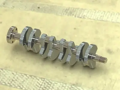 Crankshaft metal on table Free 3D model