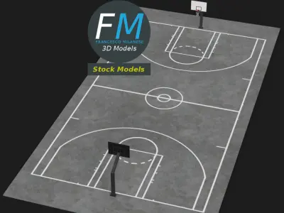 Outdoor basketball court 3D model