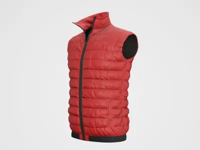 Jacket Sleeveless Puffed Red Low-poly 3D model