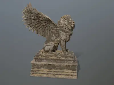 lion statue Low-poly 3D model