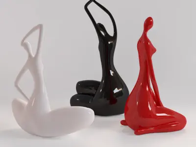 A set of statues of a lady 3D model