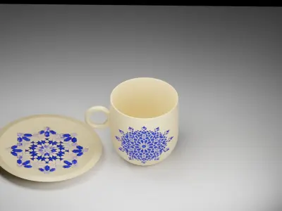 Luxury Moroccan Coffee Cup and Saucer Set   3D model