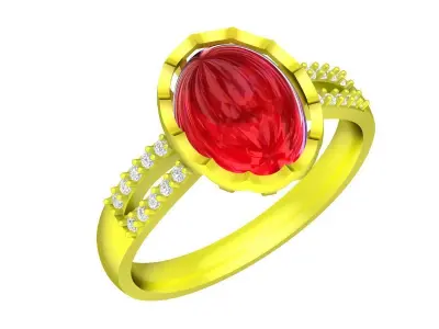 Luxury Oval Ruby Diamond Ring for Lady 3D Model A5253 3D print model
