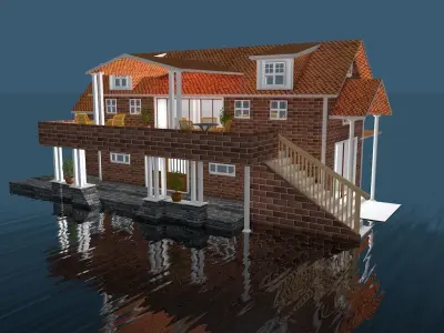 house 5 floating in water Low-poly 3D model