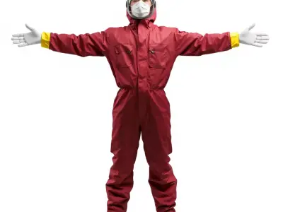 Red Hazmat Suit model pack Low-poly 3D model