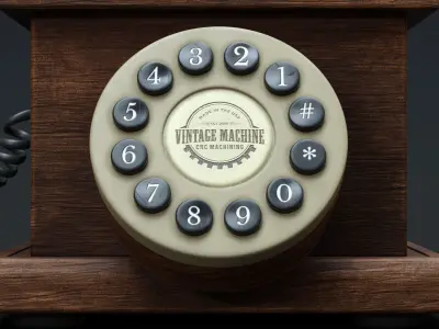 Vintage Wooden Telephone 3D model
