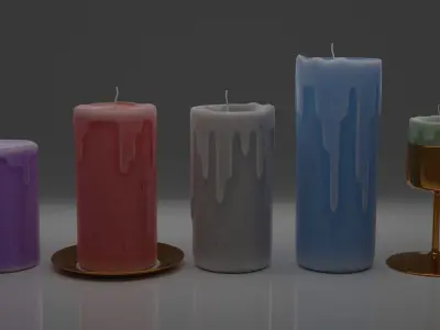 Candle pack Low-poly 3D model purchase