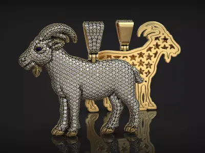 Iced Out Luxury Goat Hip Hop Diamond Star Pendant 3D print model