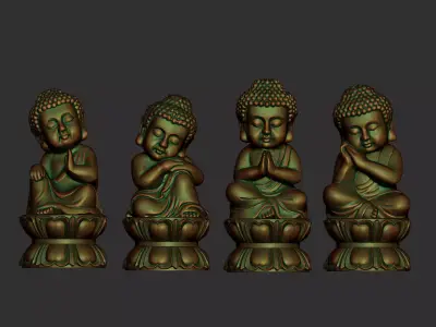Four baby buddhas 3D print model
