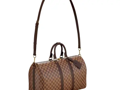 Louis Vuitton Bag Keepall Bandouliere 45 Damier Ebene Low-poly 3D model