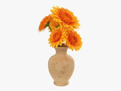 Gerbera in vase v1 3D model