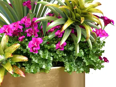 flowerbed with Plants and flowers in modern Luxury vase 3D model