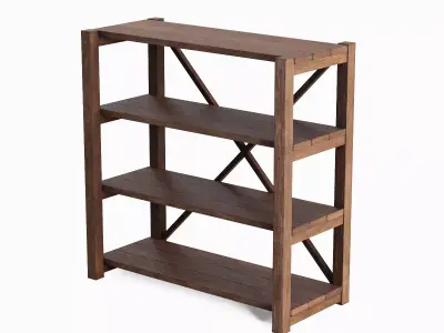 Wide Pottery Shelf A 04 Low-poly 3D model