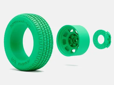 15x8 Bassett D-Hole Wheel BFGoodrich Radial TA Tire 3D print model