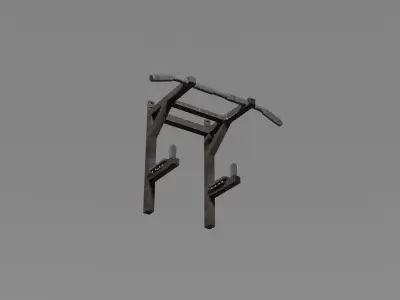 Metal horizontal bar wall mounted Low-poly 3D model