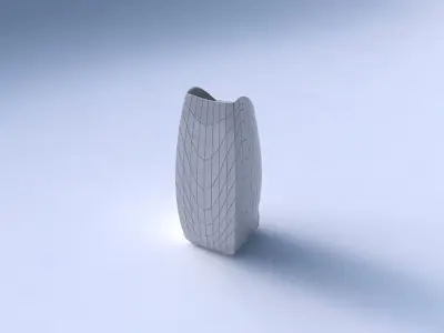 Vase arc rectangle with wavy grid plates 3D print model