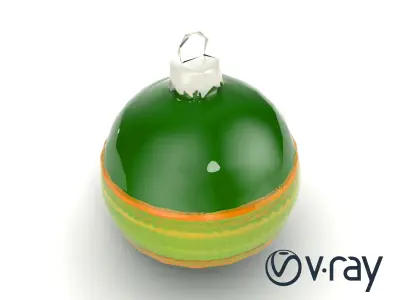 Festive Green Striped Ornament model pack Low-poly 3D model