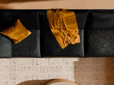 Modern Desert Living Room Scene High-End Interior 3D Model 3D model