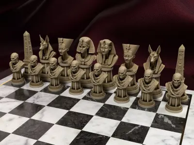 Egyptian Chess Set - Pharaohs - Gods  Ancient Egypt Chess SeT 3D 3D print model