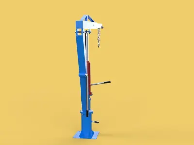 MINI WORKSHOP CRANE MANUAL WINCH HOOK PICKUP TRUCK JIB HYDRAULIC 3D model