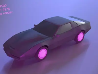 lowpoly retro wave Knight Rider  Pontiac Firebird Trans Am Low-poly 3D model