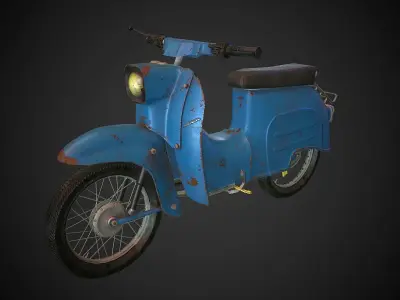 Schwalbe KR 51 retro motorcycle Low-poly 3D model