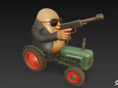 Bulbito Bandito Traktorito - Italian Brainrot Low-poly 3D model