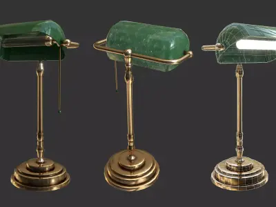 Antique Desk Lamp Game Ready 3D Model Low-poly 3D model