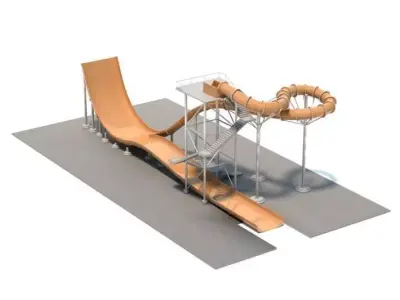 Modern Orange Water Slide 3D model