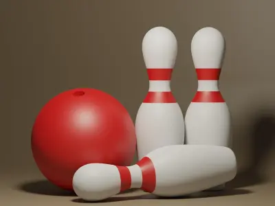 Bowling Ball and Pins Low-poly 3D model