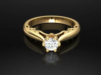 Ring M16 The luxury female ring with gem wedding 3D print model