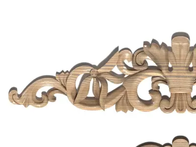 Cartouche-032 pair of ornate wood carvings 3D model