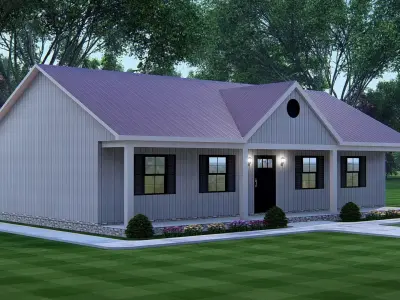 Modern Barndominium House 3D Model with Rustic Metal Siding 3D model