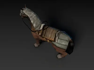 Low Poly Armored Horse Low-poly 3D model