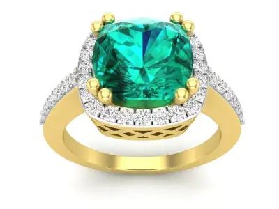 AV 633 Diamond Bridal Halo Engagement Ring 3D print model