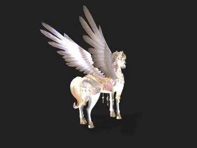 Little White Pegasus Low-poly 3D model