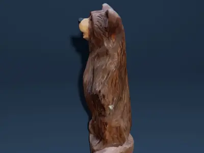 Wooden Bear Carving Photoscan Low-poly 3D model