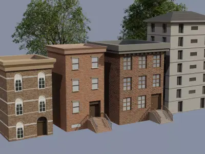 Buildings Flats Free low-poly 3D model