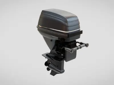 Motor Boat Engine Low-poly 3D model