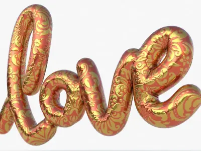 Love Decoration Fabric Written Low-poly 3D model