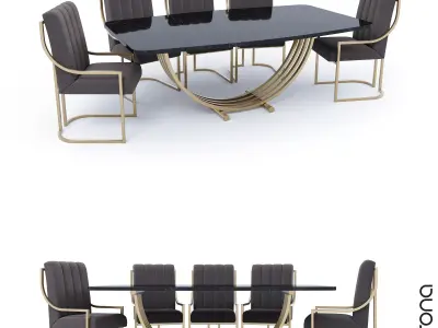 Golden Dining Table 3D model