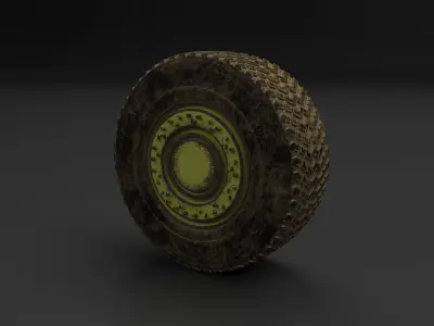 Truck Wheel 3D Model - Rusty and Dirty 3D model